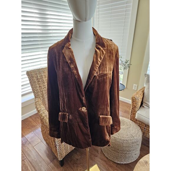 Anthropologie Jackets & Blazers - Anthropologie Alessia Deep Honey Crushed Velvet Blazer Jacket MP